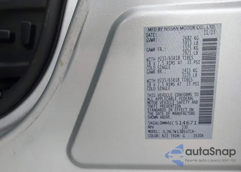 2014 Infiniti Qx60 from USA, damaged, VIN 5N1AL0MM4EC514671